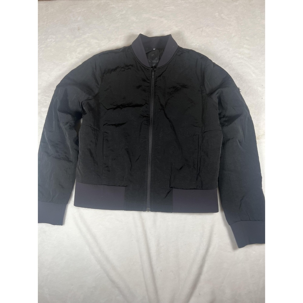 Lululemon Jacket Womens 10 Black Bomber Insulated Full Zipโ Nylon Lined Athletic